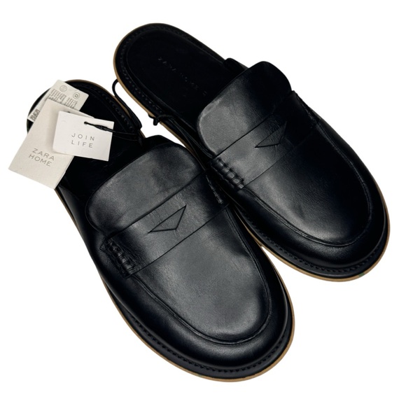 Zara Other - NWT Zara Home Elegant Leather Mule Slides Slippers Shoes Mens Size US 8 EU 41